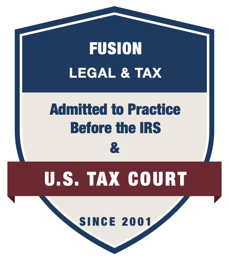 Insignia de Fusion Legal & Tax: Admitidos para ejercer ante el IRS y el Tribunal Fiscal de EE. UU.